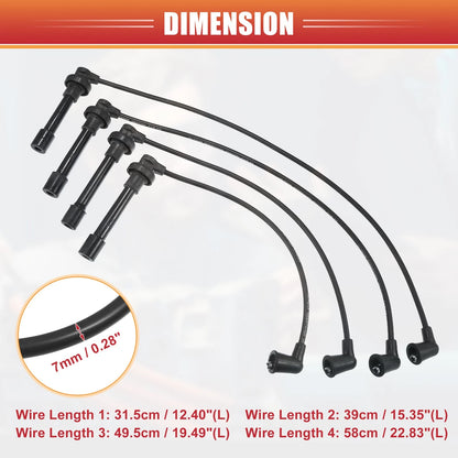 4 x Spark Plug Wire Ignition Coil Cables for Honda Accord (1994-2002)