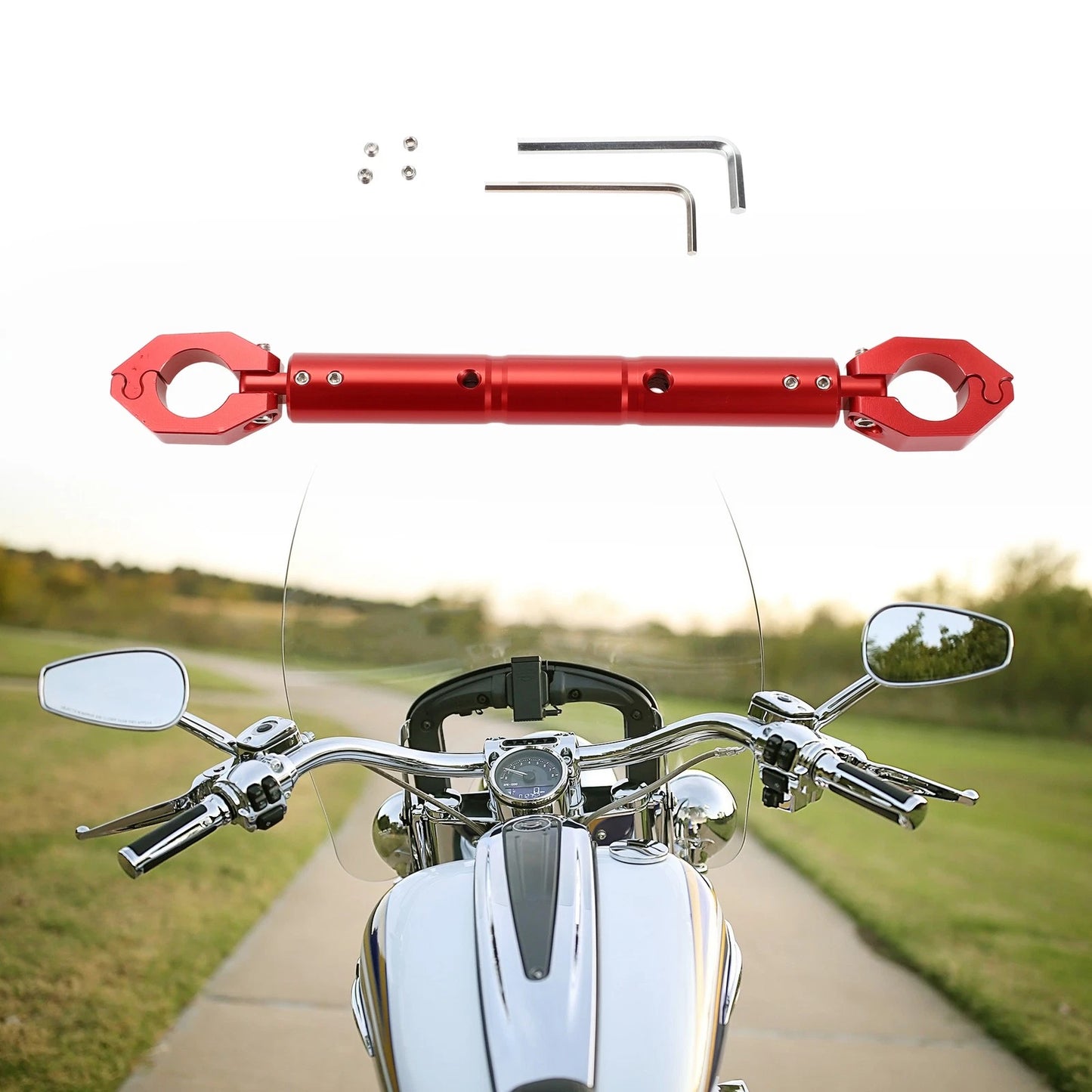 1 Set Universal Balance Bar for Motorcycle Handlebar Aluminum Alloy Red