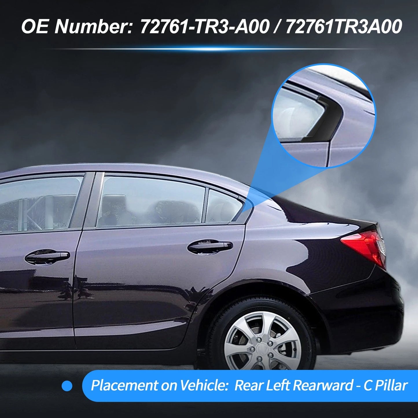 Rear Left C Pillar Window Cover Trim for Honda Civic (2012-2015)
