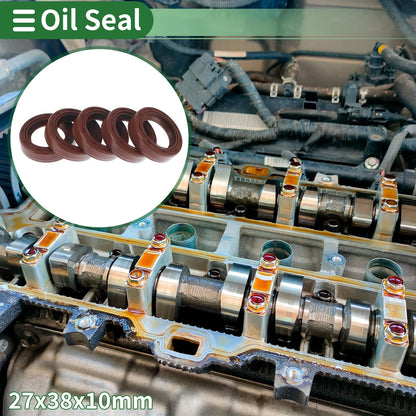 Oil Seal 27x38x10mm FKM Rubber Brown 5 Pcs for Make Model