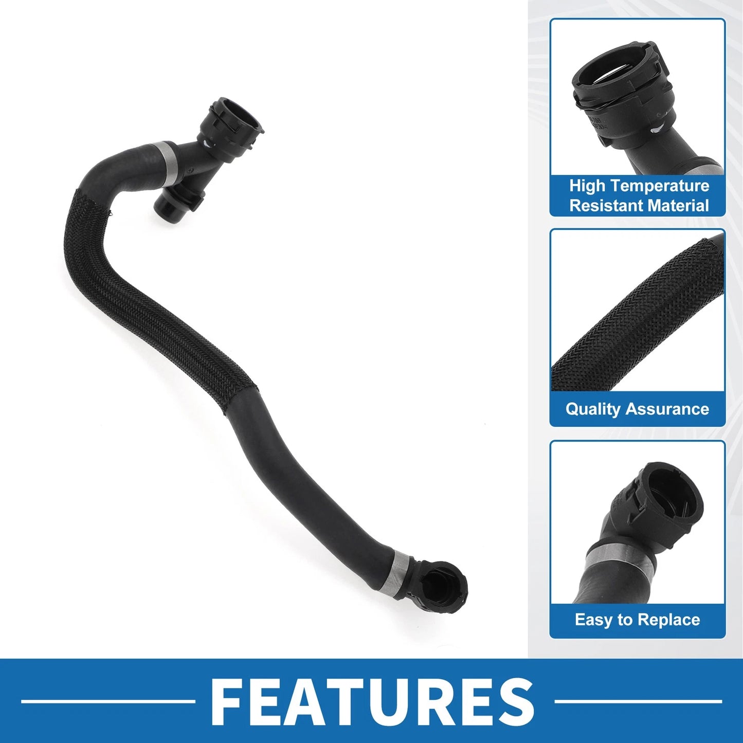 Radiator Hose for BMW 230i 2.0L (2017-2020) Rubber Black 1 x Piece