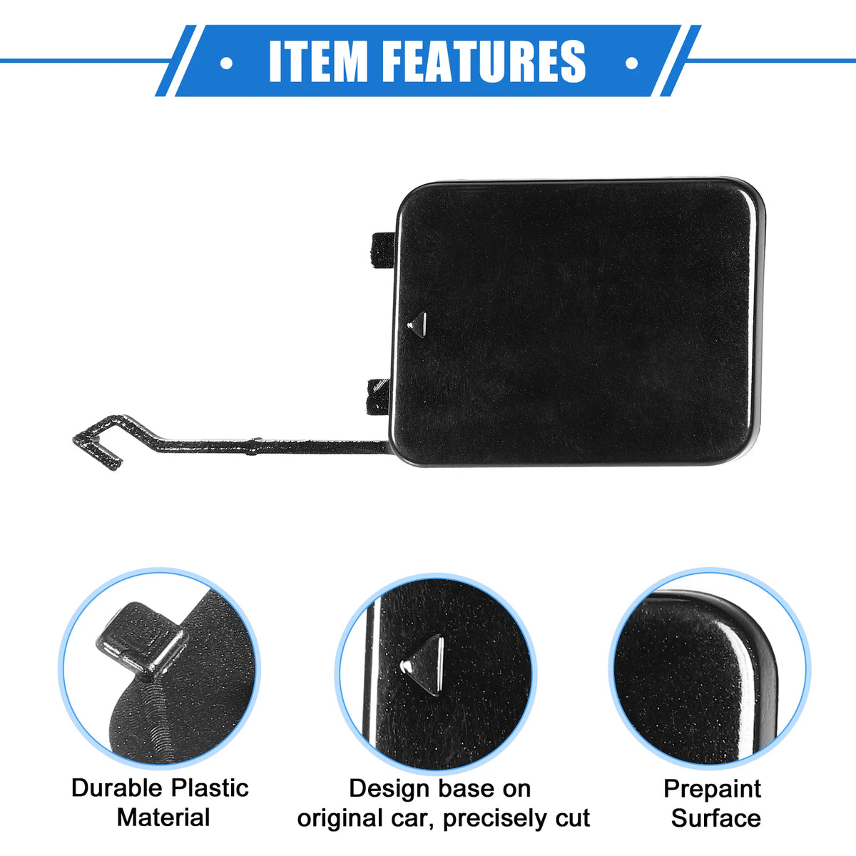 Tow Hook Cover for Mercedes-Benz W211 2002-2008 Plastic Black Rear Right