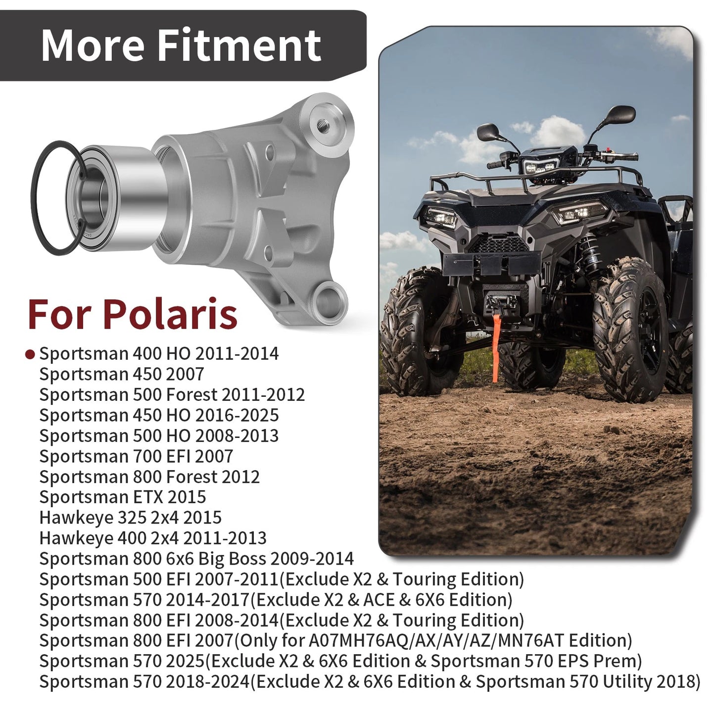 2 x Rear Wheel Bearing Carrier Kit for Polaris Sportsman (2014–2024)