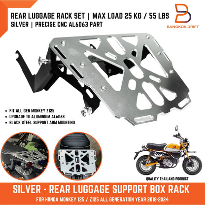 Silver Rear Luggage Rack Cargo Support for Honda Monkey 125 (2018-2023)