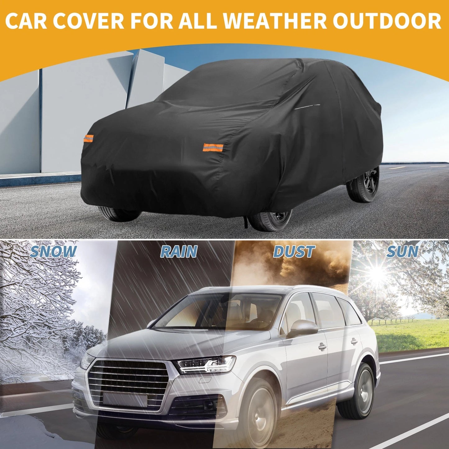 Waterproof All Weather Car Cover for Toyota RAV4 (2019-2023) - Black 210D-PU