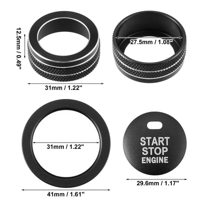 AC Knob Ring & Engine Start Button Cover for Toyota Corolla (2014-2019) 4 x Pcs