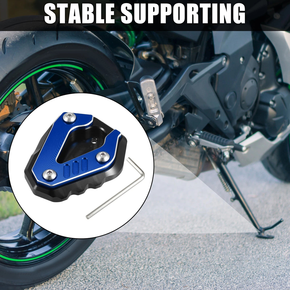 Set Aluminum Alloy Kickstand Pad for BMW S1000RR Blue (2019-2023)