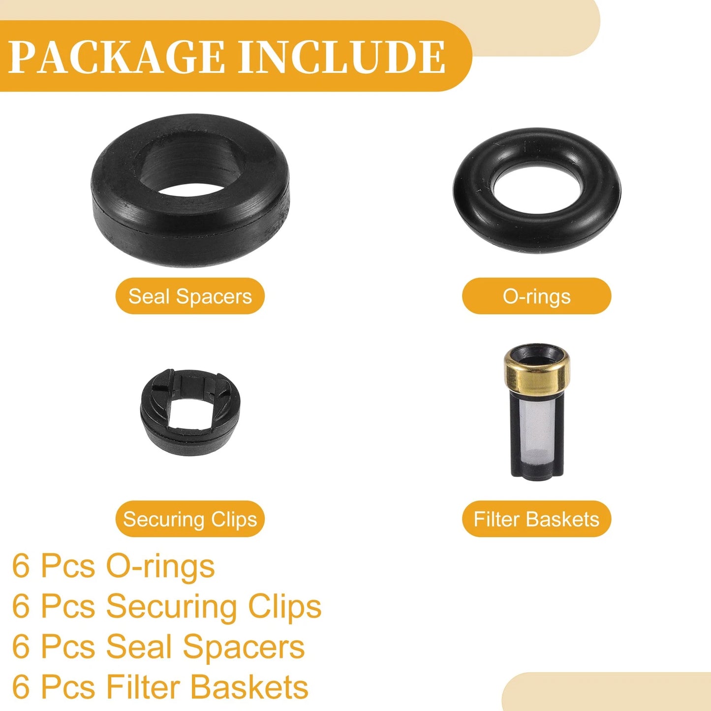 6 x Fuel Injector O Rings for Toyota (NBR Rubber, Black)
