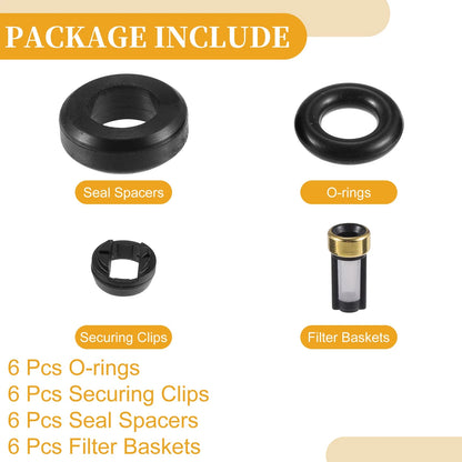 6 x Fuel Injector O Rings for Toyota (NBR Rubber, Black)