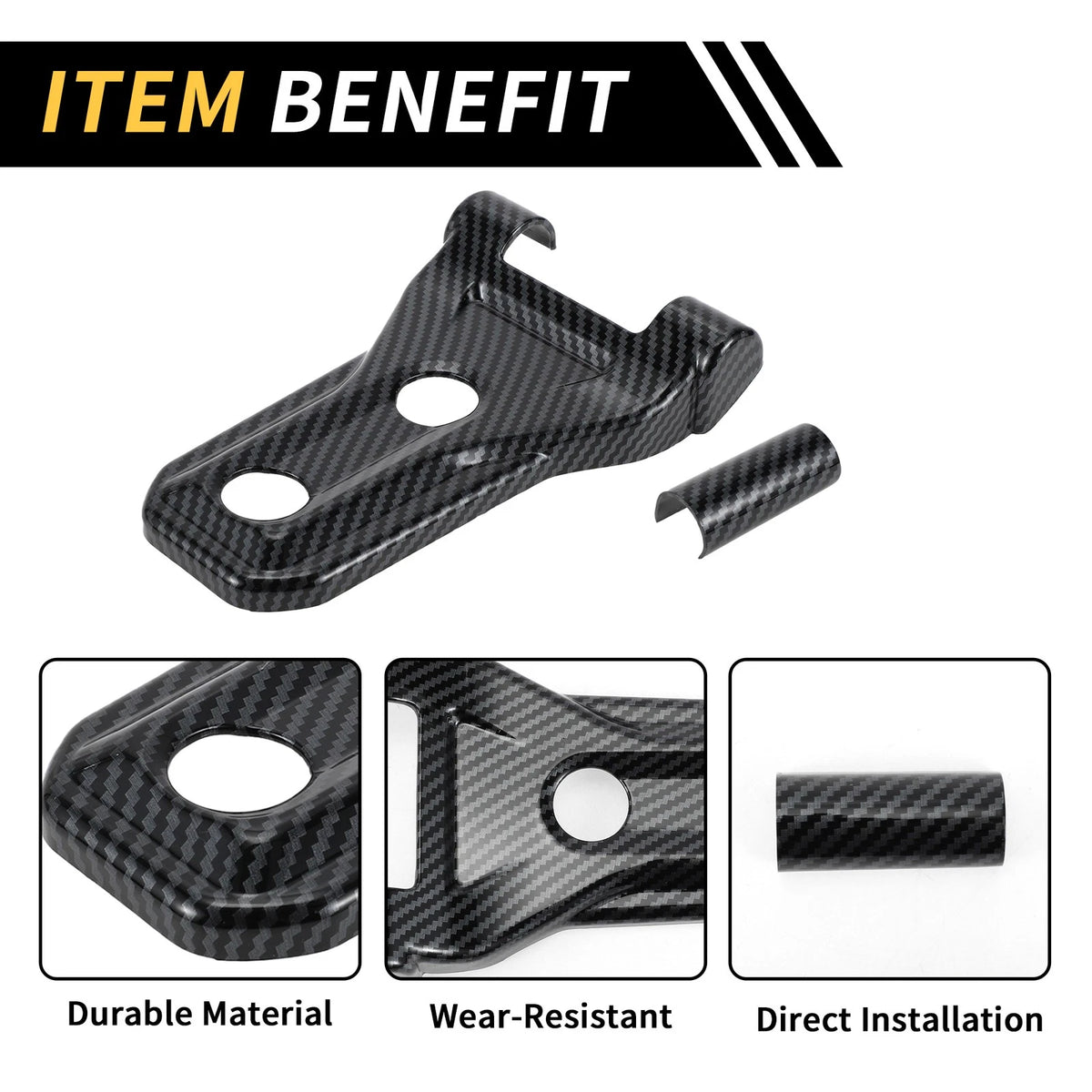 Front Engine Hood Hinge Cover Trim for Jeep Carbon Fiber Black  (2018-2023)