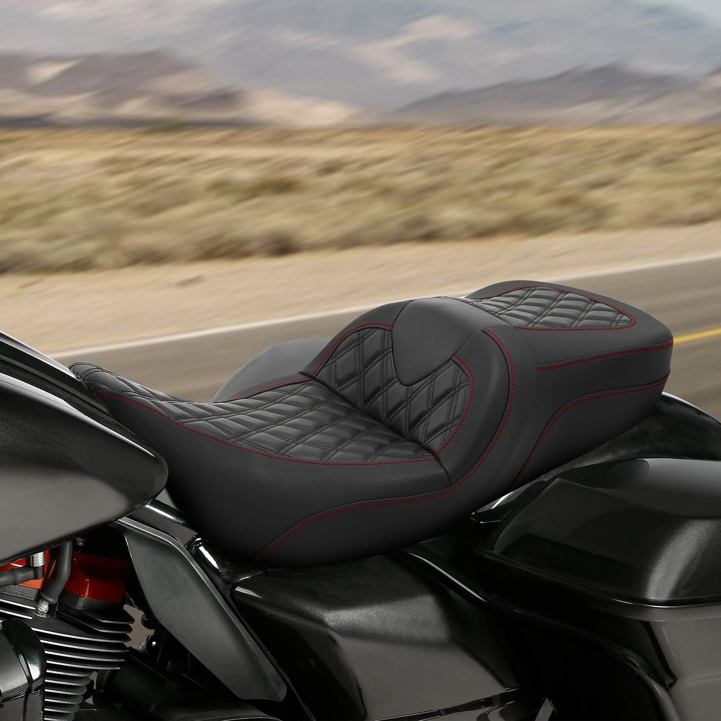 Driver & Passenger Seat for Harley Electra Glide 2009-2023 Black Red