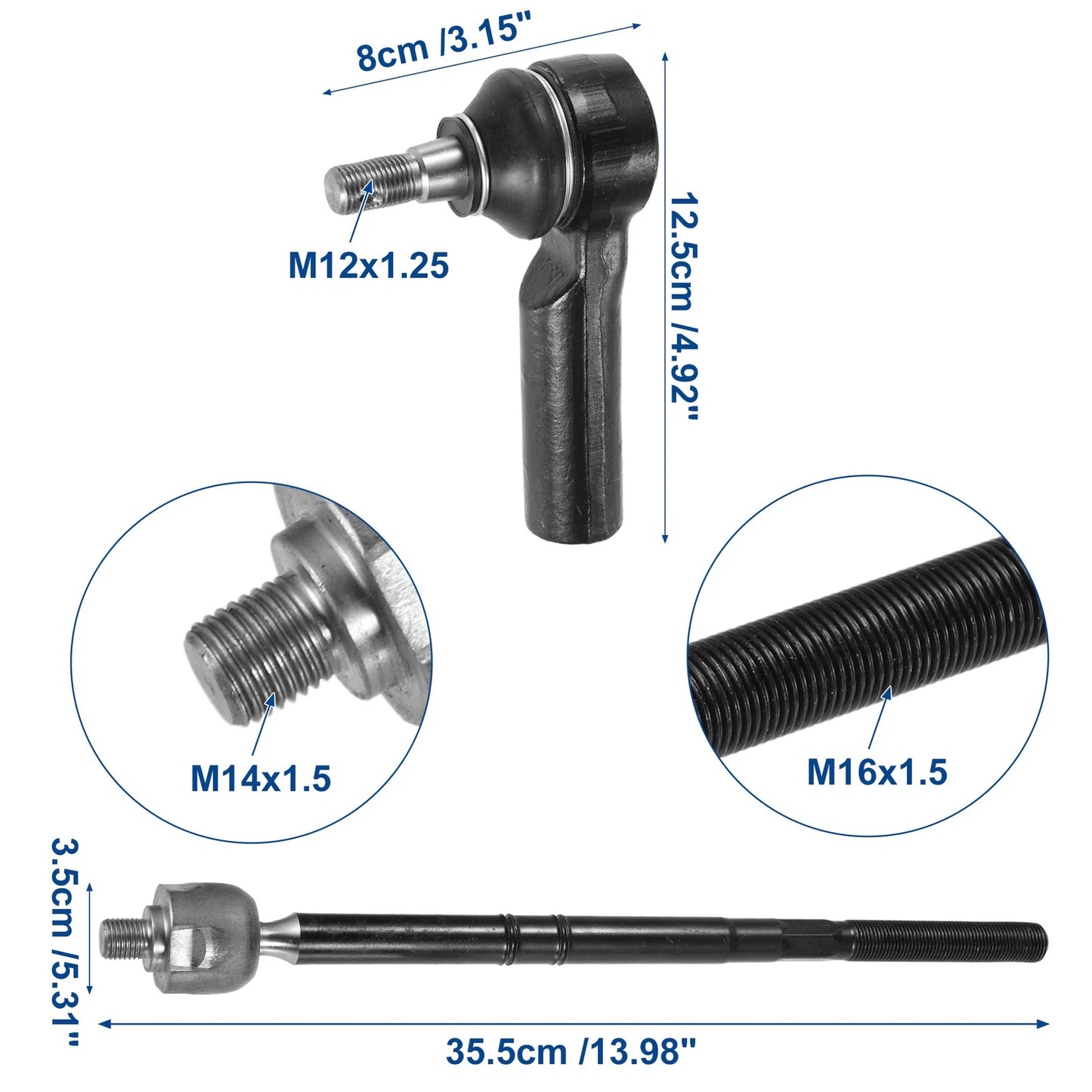 6 Pcs Tie Rods for Ford Escape (2001-2012)