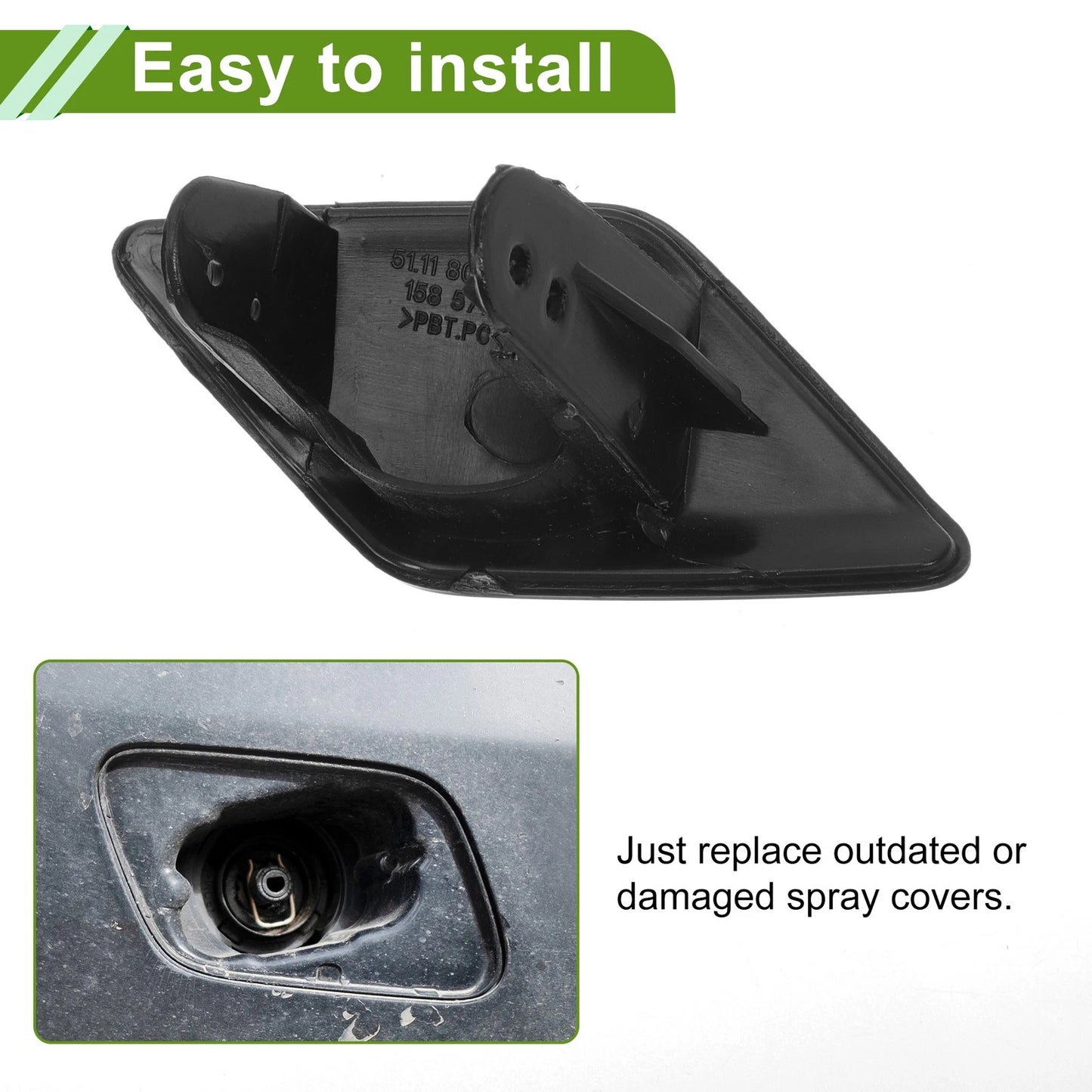 Front Left Washer Nozzle Cover for BMW 428i (2014-2016) Black