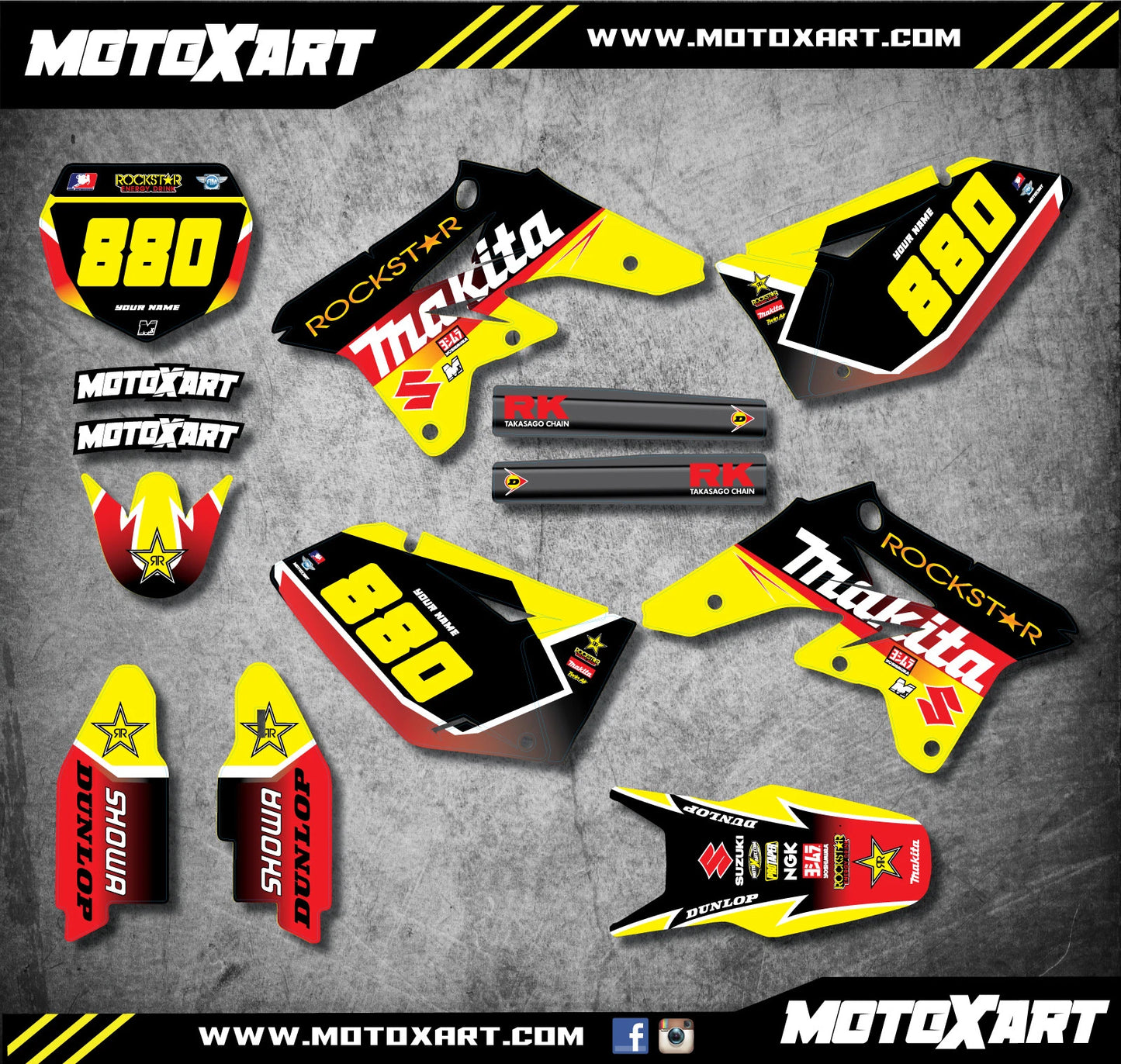 Custom Graphic Kit for Suzuki RMZ 250 (2007-2009) - Podium Style Stickers Decals