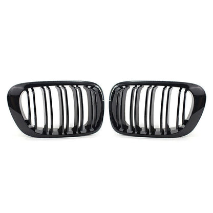 Gloss Black Double Slat Front Bumper Grille for BMW 3 Series E46 Coupe/Cabrio