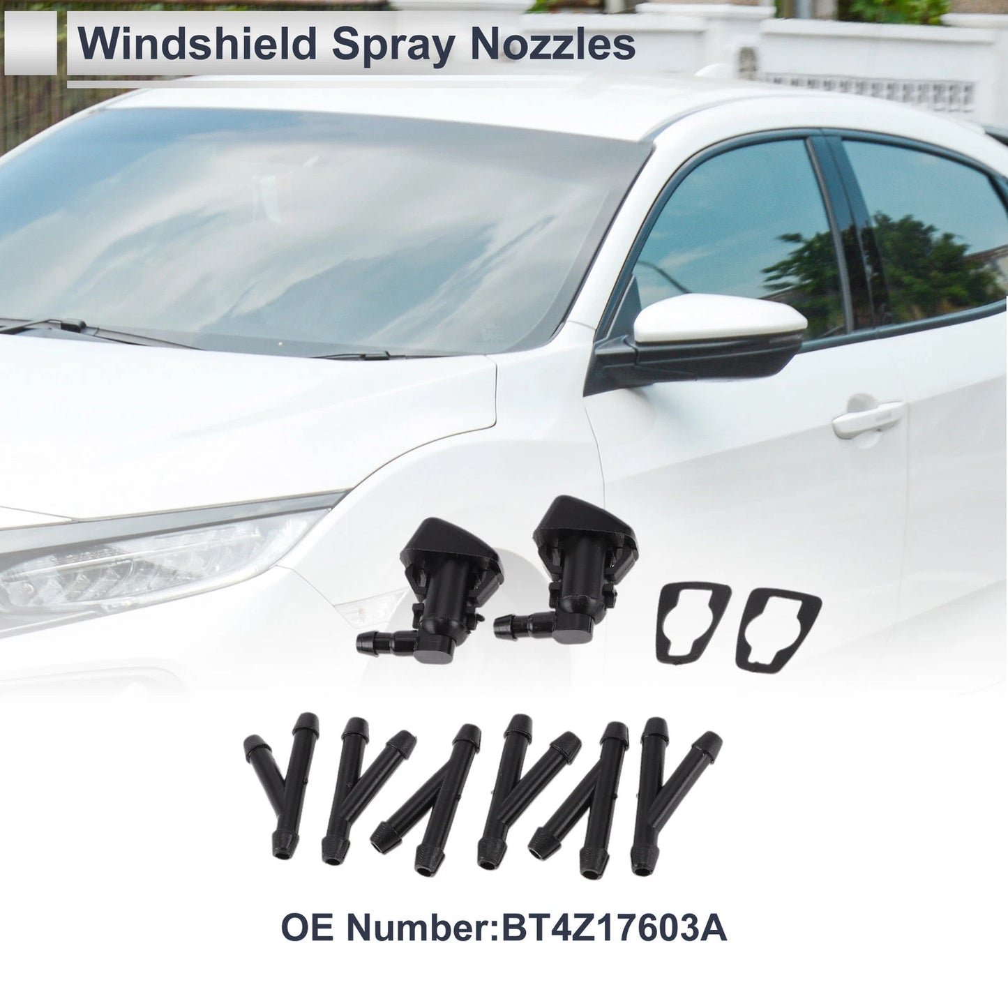 6 x Windshield Washer Nozzles & Hose Connectors for Ford (2013-2019)