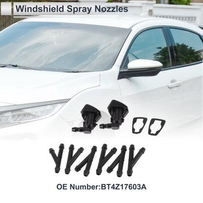 6 x Windshield Washer Nozzles & Hose Connectors for Ford (2013-2019)