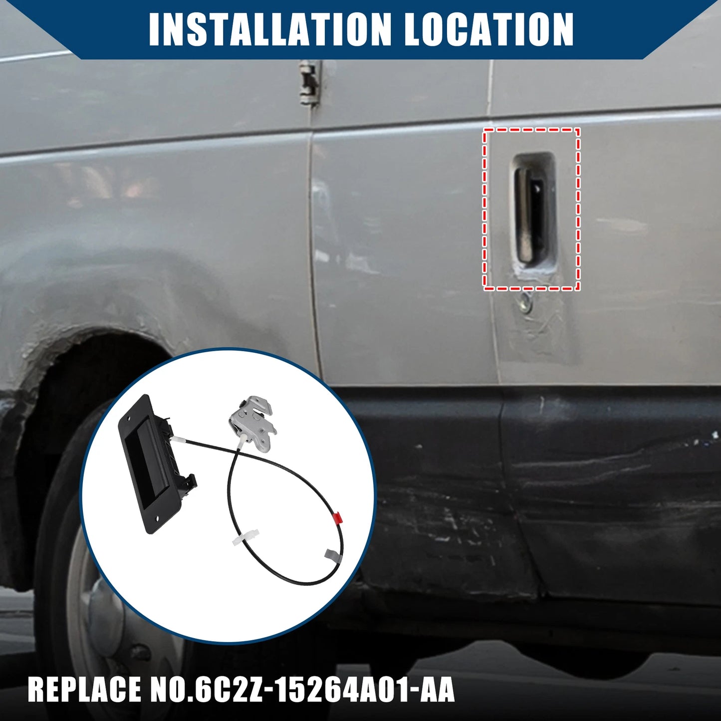 Door Latch Assembly with Handle for Ford E150 (2004-2014)
