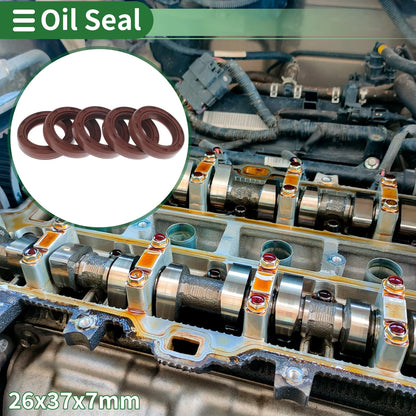 Oil Seal 26x37x7mm Brown 5 Pcs Rotary Shaft Seal FKM Rubber
