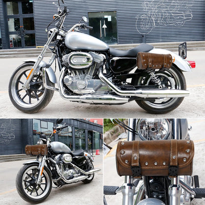 Motorcycle Tool Bag Handlebar Bags Cycling Fork Luggage Bags Round Brown