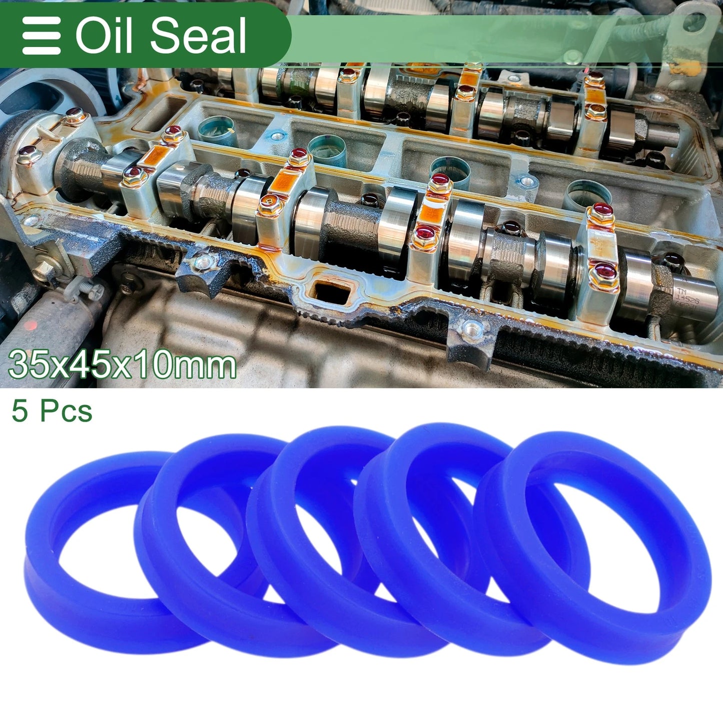 Oil Seal 35x45x10mm Rotary Shaft Seal TPU High Pressure Blue 5 x