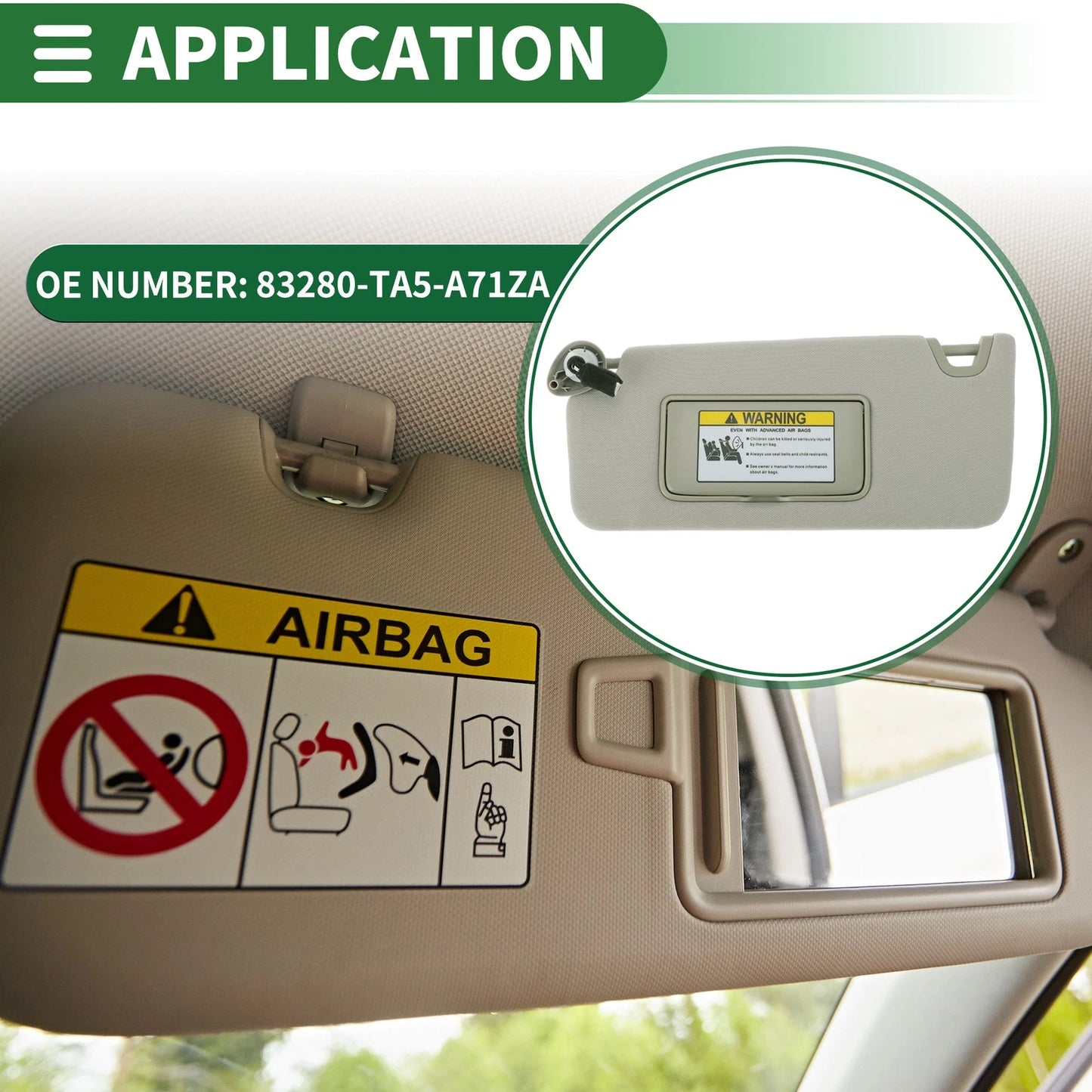 Left Sun Visor with Mirror & Light for Honda Accord (2008-2012)