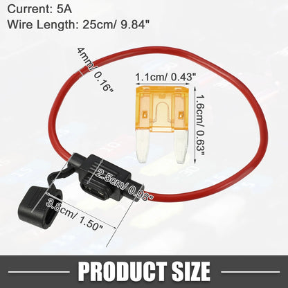 5A Mini Blade Style Fuse & 12 AWG Fuse Holder for Car