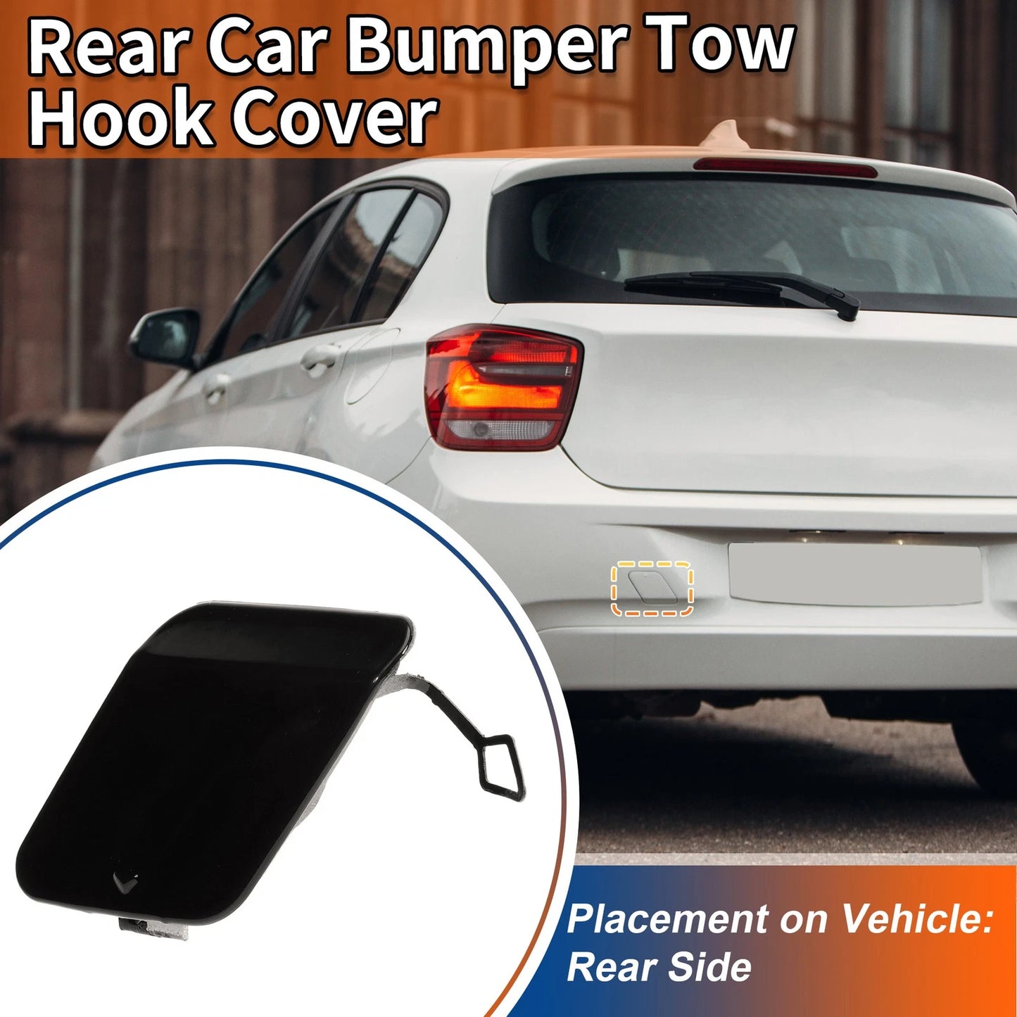 Rear Tow Hook Cover for BMW 1 Series F20 F21 (2011-2019) Black