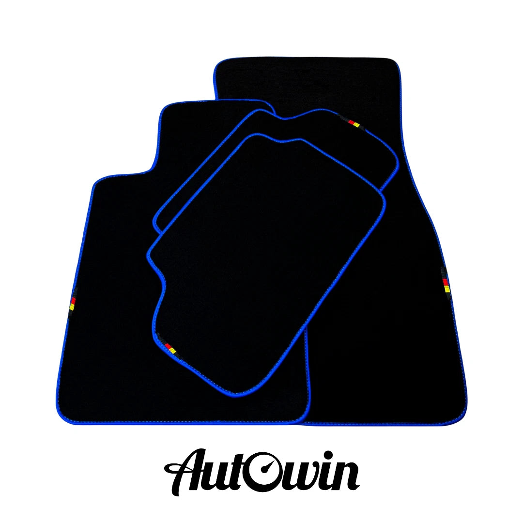 Black Floor Mats for BMW 5 Series M5 E34 with Blue Trim (1989-1995)