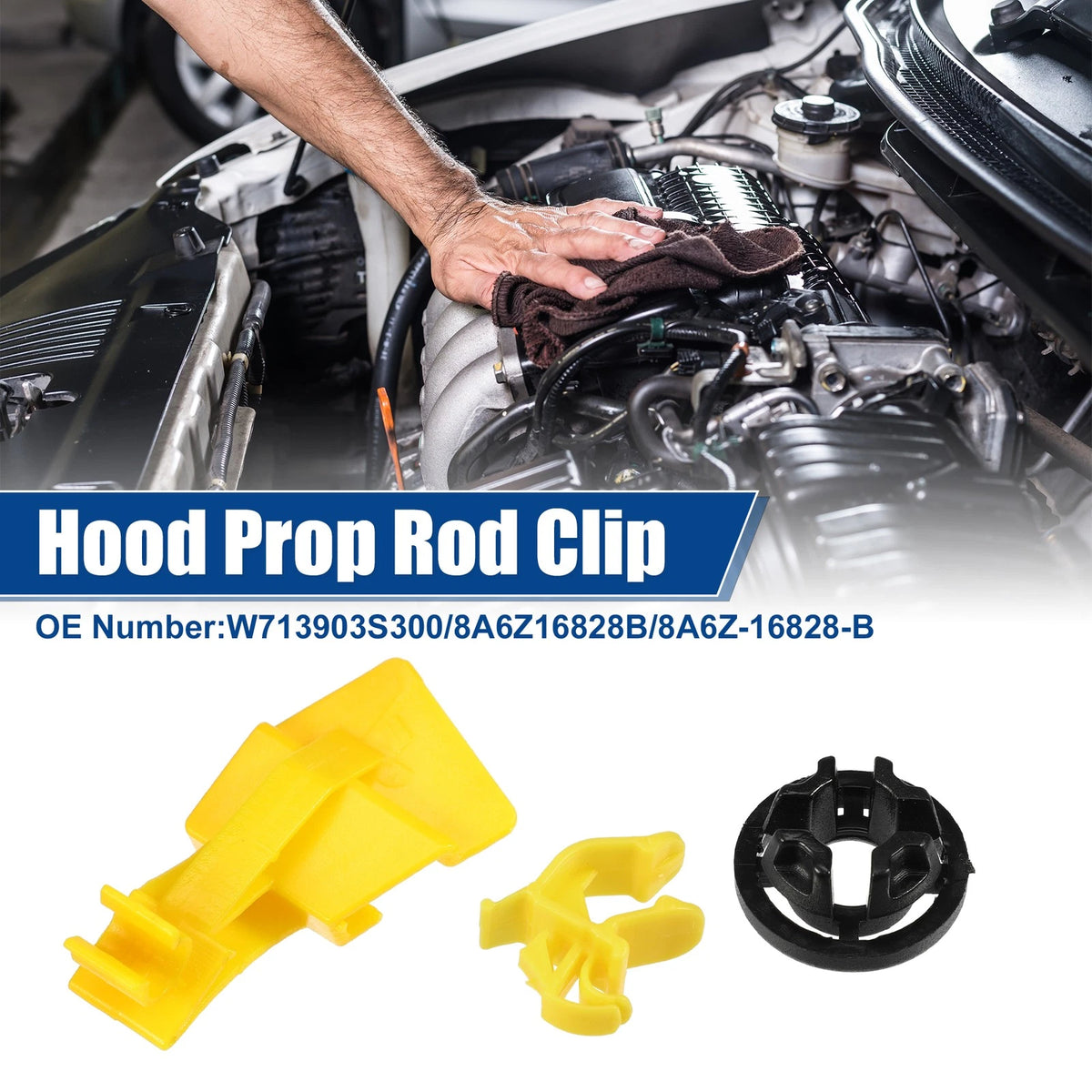 Hood Prop Rod Holder Clips for Ford (No.W713903S300)