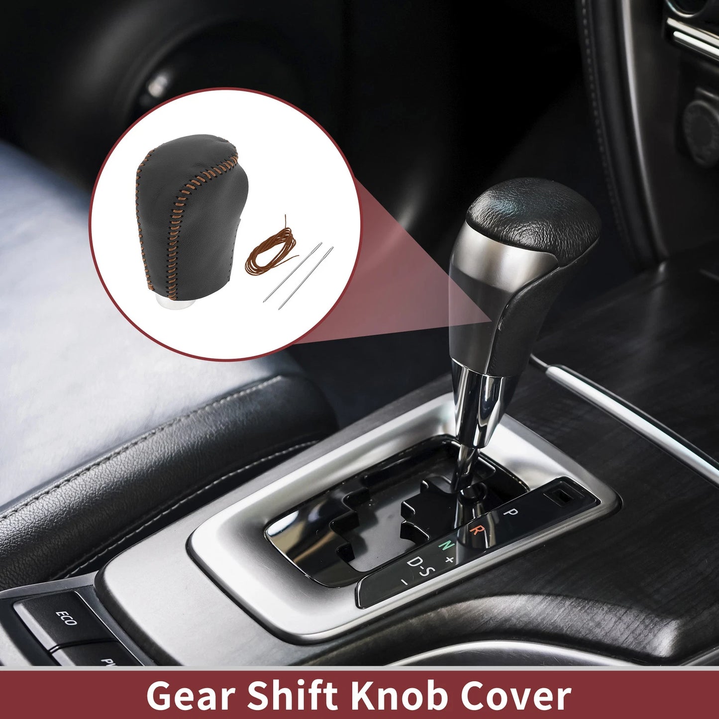 Car Gear Shift Knob Cover for Nissan Rogue Sport (2017-2022) Black Brown