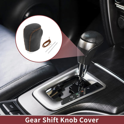 Car Gear Shift Knob Cover for Nissan Rogue Sport (2017-2022) Black Brown