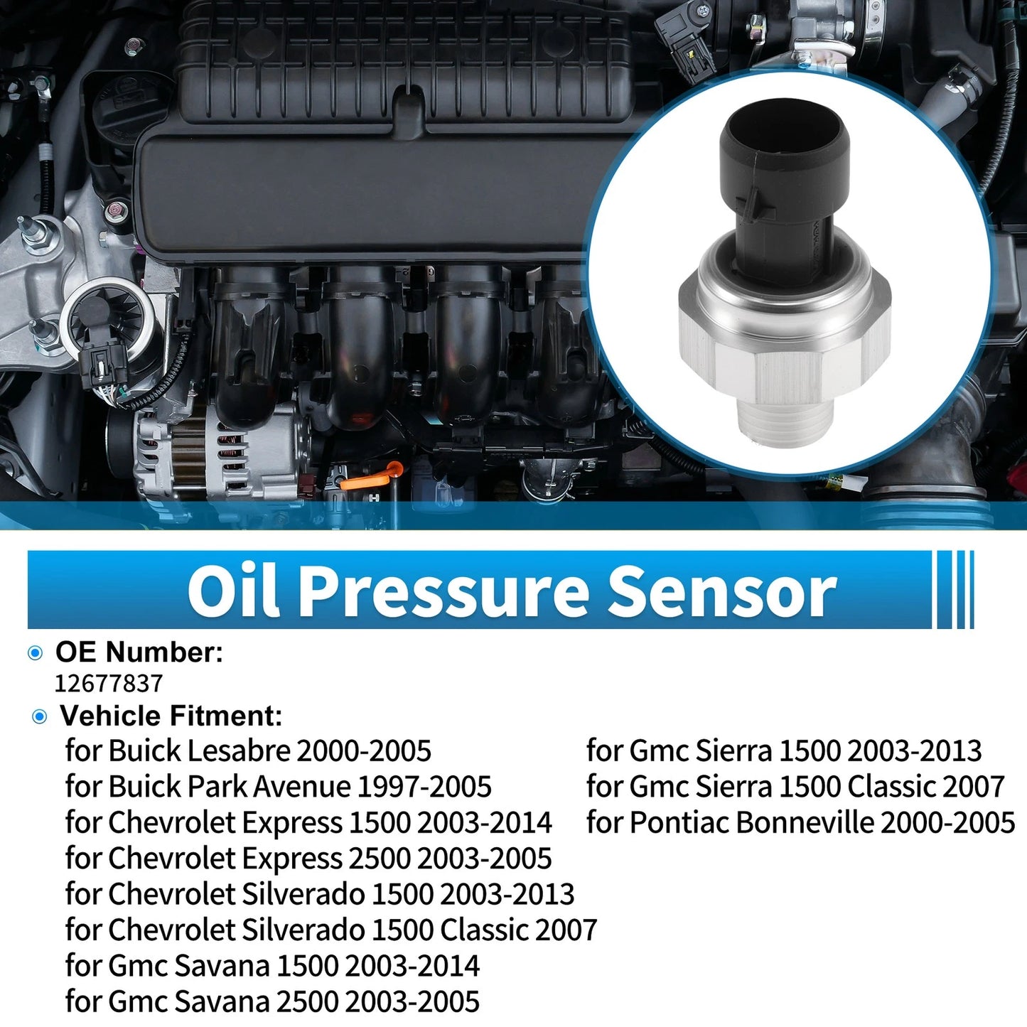 1 Pcs Engine Oil Pressure Sensor for Buick LeSabre (2000–2005)