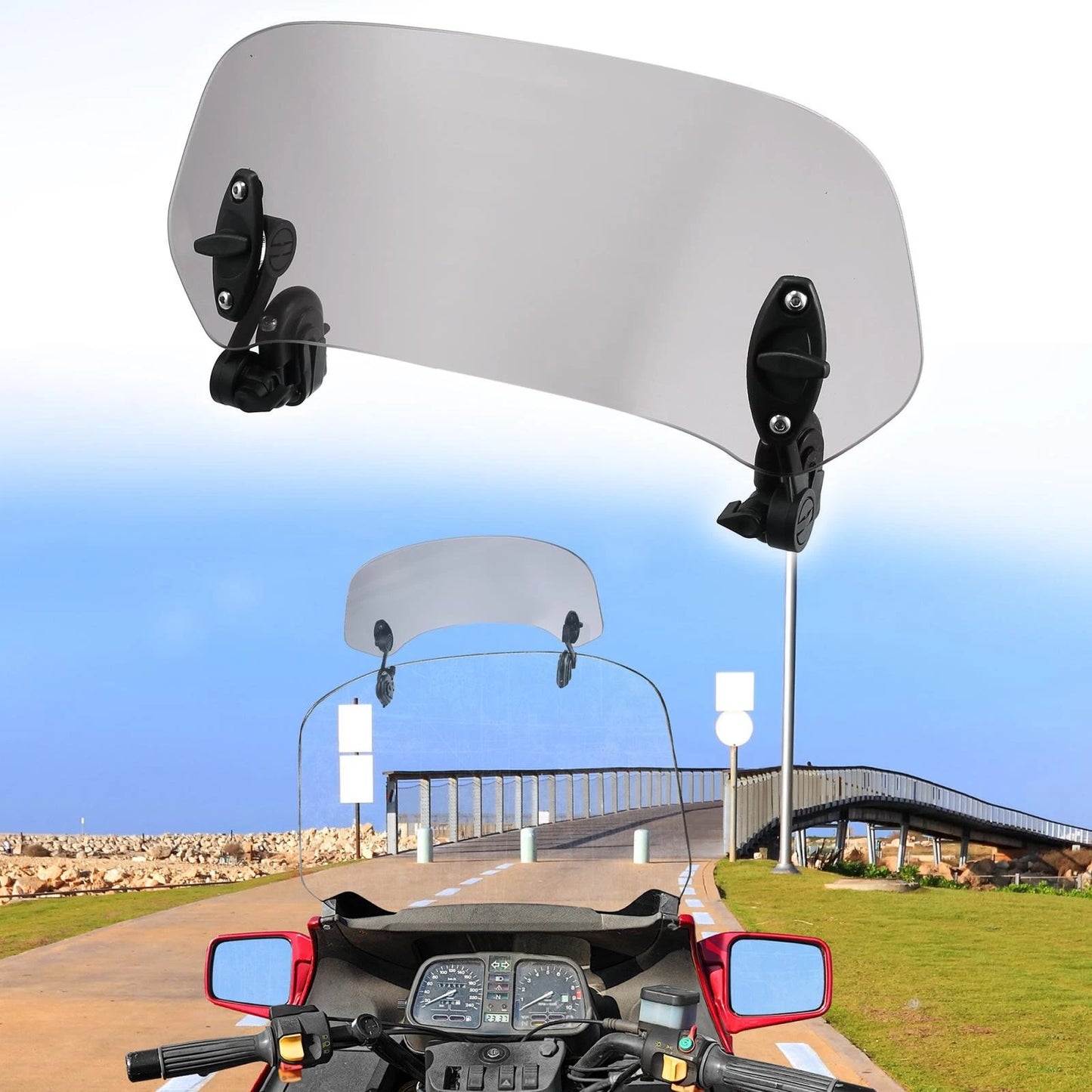 Windshield Extension 28.5cm Grey Lens for Motorcycles