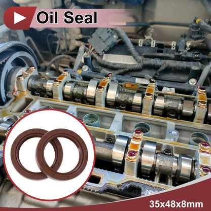 Oil Seal 35x48x8mm Rotary Shaft Seal FKM Brown 2 x Pcs