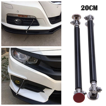 Adjustable Black Front Bumper Lip Splitter Strut Rods