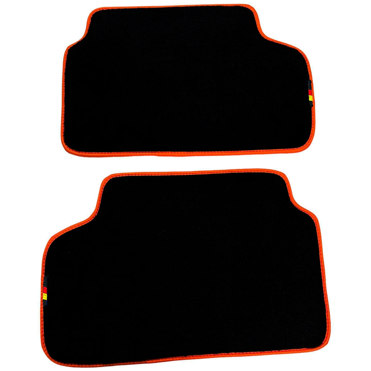 Black Floor Mats for BMW 7 Series E66 Long 2 x (2001-2008) Orange Trim