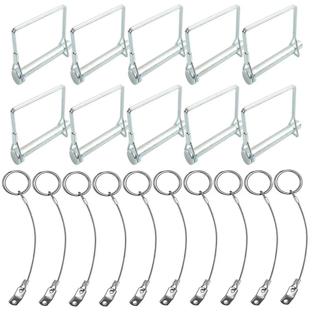 10x Square Trailer Pin & Anti-Lost Rope Safety Coupler Locking Pin Kit