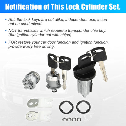 Door Lock Cylinders & Ignition Switch w/ Keys for Ford (2001-2003)