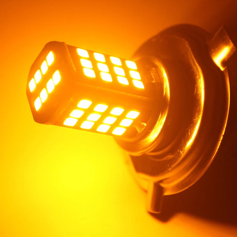 Amber 56SMD H4 LED Lamp Auto Motorcycle Headlight Bulb DC 6V 8W 800LM