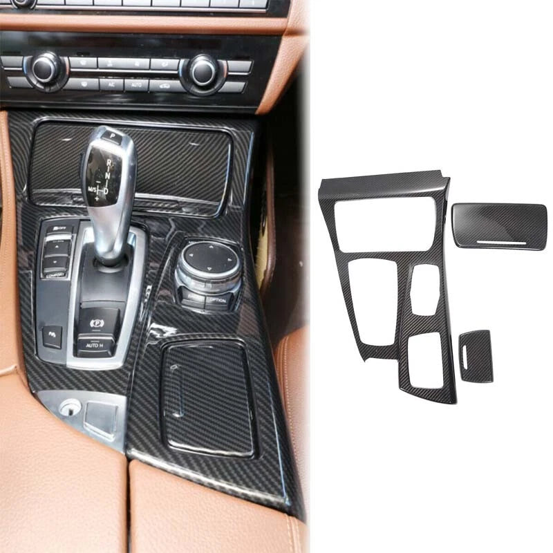 Real Carbon Fiber Center Console Panel Cover Trim for BMW 5 Series F10 2010-2016