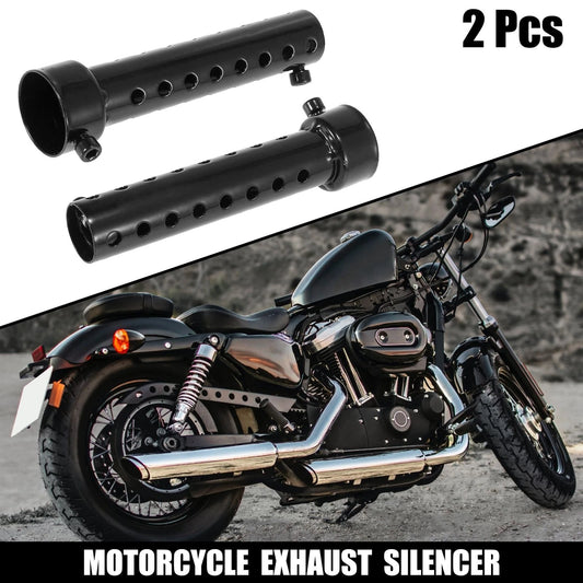 2 x 35mm Motorcycle Exhaust Silencer Exhaust Insert Muffler Pipe Black