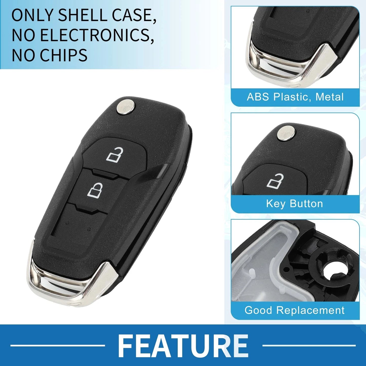 Keyless Entry Remote Fob Shell Case for Ford Ranger (2011-2019)