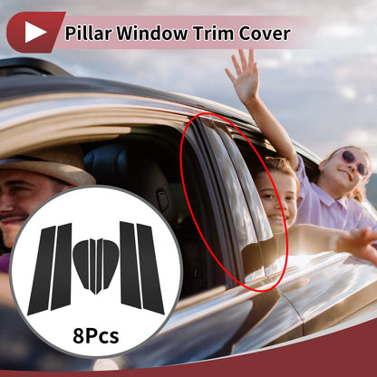 8 Pcs Car Door Pillar Window Trim for Peugeot 508 (2011-2018) Black