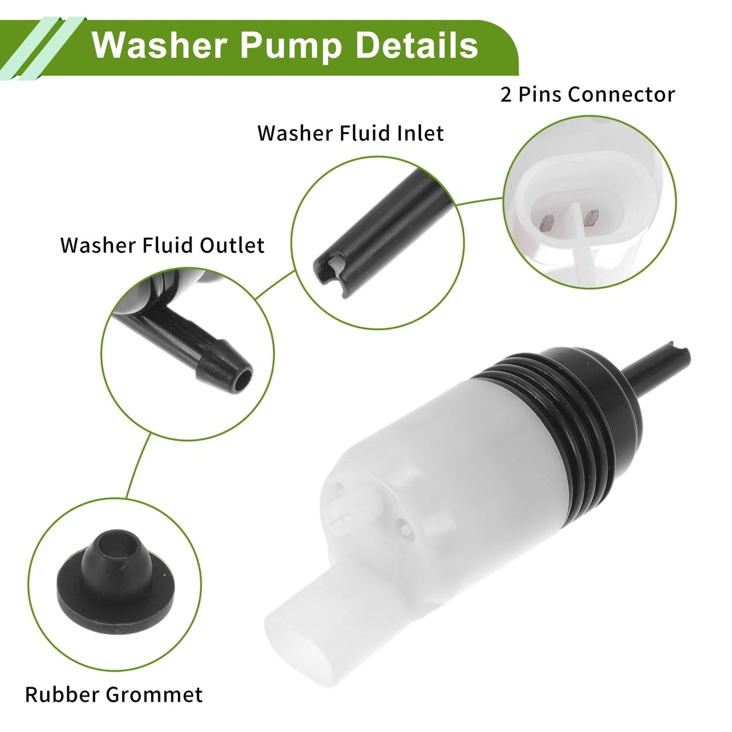 Windshield Washer Pump w/Grommet for BUICK Enclave (2008-2016)