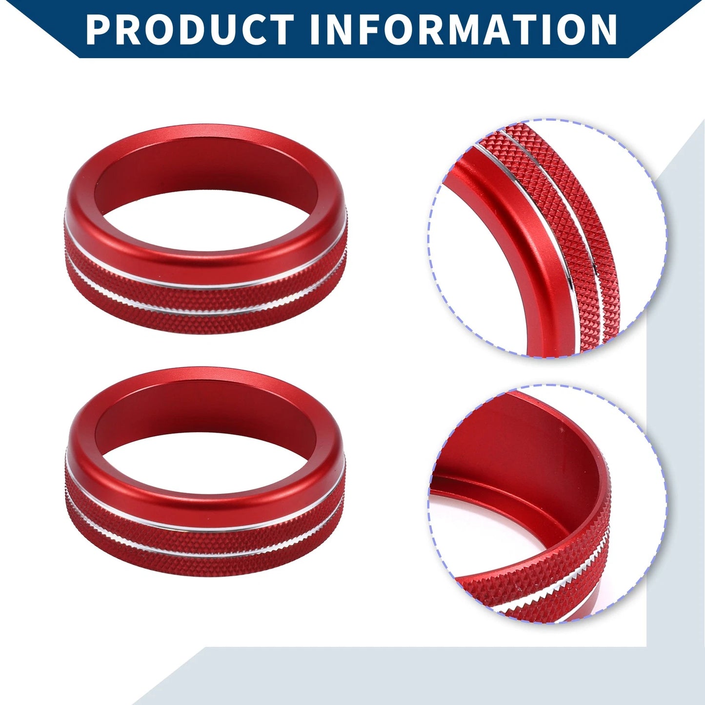 Radio Audio Tune Switch Knob Covers for Ford Mustang (2015-2021) 2 x Red