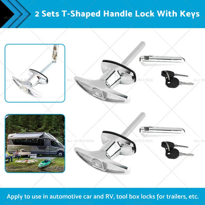 Chrome Rear Fixing T Handle Lock w/ Key for Trailer Caravan Toolbox