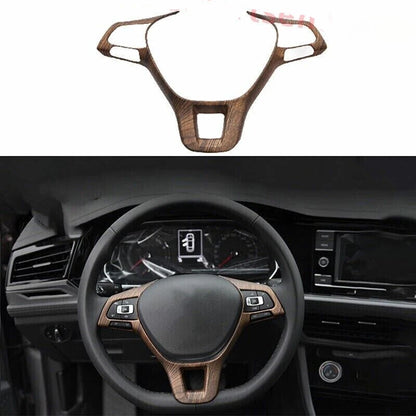 Wood Grain Steering Wheel Control Cover Trim Peach for VW Jetta Mk7 (2019–2024)