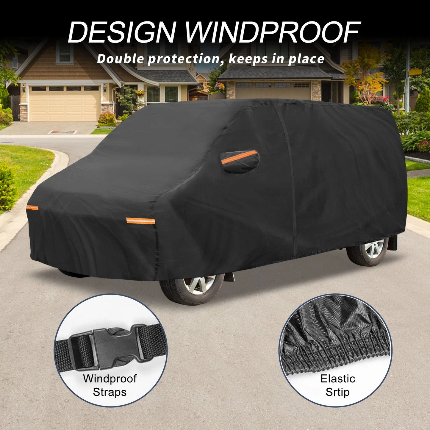 Car Cover with Left Side Door Zipper 210D-PU for Ford E-Series