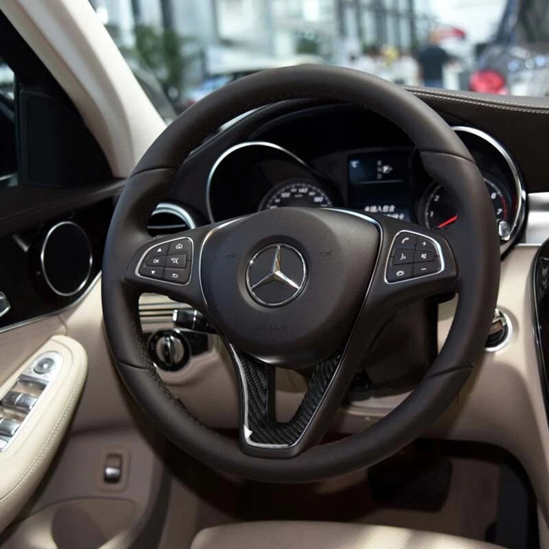 Carbon Fiber Steering Wheel Cover Sticker Trim For Benz W204 W205 W211 W203 C E